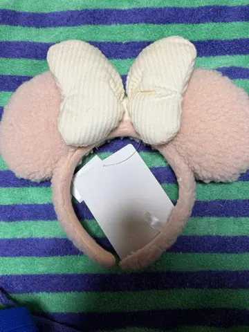 새상품 디즈니 머리띠 복슬복슬 핑크 TDR TDLTDS