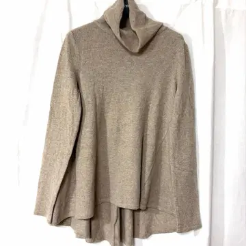 FOXEY 캐시미어 100% 멜란지 베이지 터틀넥 스웨터 38