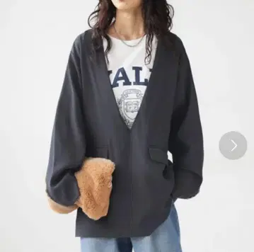 antiqua 다크 그레이 노카라 자켓 FREE 사이즈