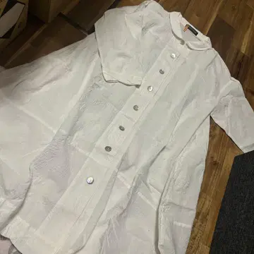 패션빌리지 긴자 빅 사이즈 미세스 셔츠 원피스 화이트