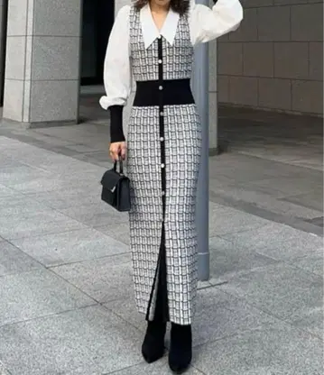 rienda 셔츠콤비 Knit 원피스 리엔다