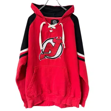 90s NHL 데빌스 로고 후드티 빨간색 x 블랙 XL 후디 AbPK