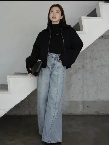 anuans 사이드턱 캐주얼 와이드 데님 02