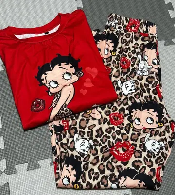 BettyBoop 베티짱 룸웨어 셋업 레오파드 무늬
