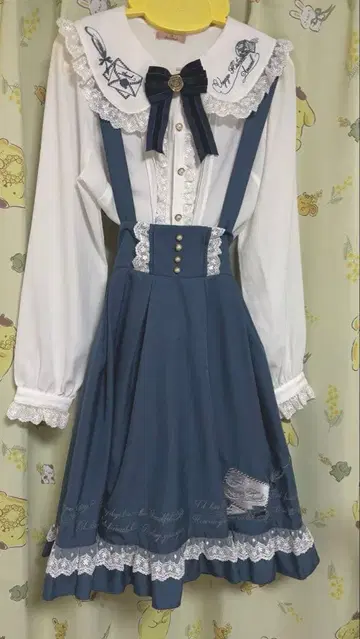 Amavel 블라우스 오버롤 스커트 셋업