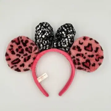 디즈니 미니 머리띠 레오파드 무늬 핑크