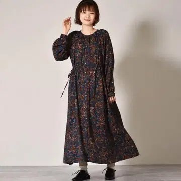 RETRO GIRL 사이드 리본 프론트 오픈 패턴 OP 패턴 원피스