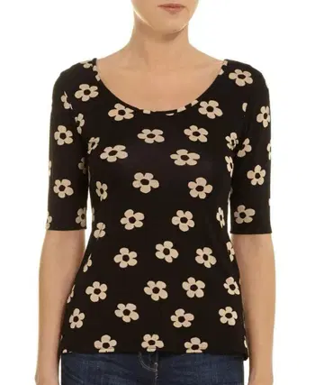 영국 수입 DOROTHY PERKINS 꽃무늬 상의 블랙 x 베이지
