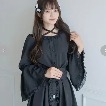 시마무라 아리스 콜라보 히메소데 블라우스 블랙 M 사이즈