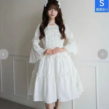 L 사이즈 시마무라 진백 앨리스 오버롤 스커트 화이트