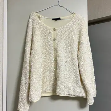 ZARA 아이보리 라메 믹스 가디건