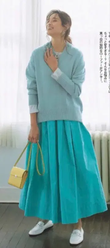 드로어 7G 천축 편직 V넥 풀오버 니트 스카이블루 애로우즈