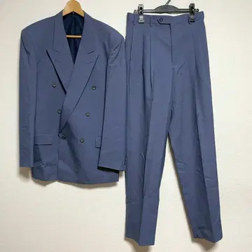 빈티지 코디 더블 셋업 수트 블루 상의 2L 하의 M