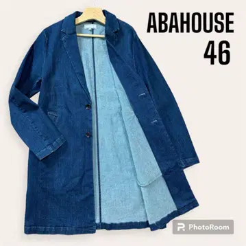 새상품급 아바하우스 남성용 46 데님 체스터 코트 블루 ABAHOUSE