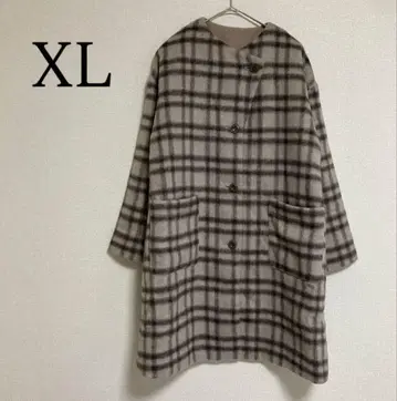 롱 코트 울 노카라 코트 XL 빅 사이즈 베이지 계열 긴팔