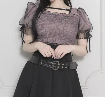 pium 셔링 튤 프릴 블라우스 핑크