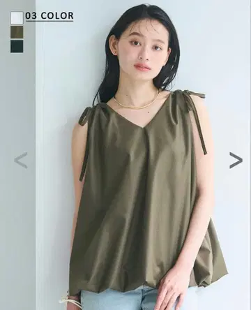 basementonline 리본 벌룬 슬리브리스 블라우스