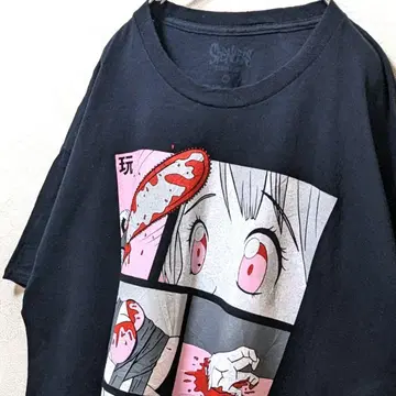 스펜서 체인소 빅 로고 T셔츠 블랙 XL 구제 의류