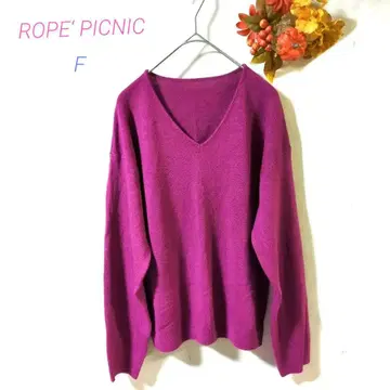 로페 피크닉 ROPE PICNIC 적자색 V넥 니트 스웨터 새상품급