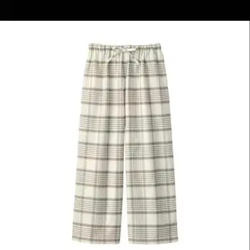 새상품급 무인양품 플란넬 롱 팬츠 아이보리 체크 S 화이트