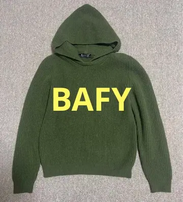 BAFY 짙은 녹색 로 게이지 후드 니트 빔즈 별주