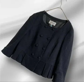 빅 사이즈! 자유구 더블 프레스 트위드 자켓 플리츠 46