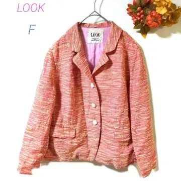 쇼와 레트로풍 LOOK 자켓 F 핑크 스트라이프 입체 직물 와 레어