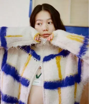 PAMM 투명한 공기 체크 지퍼 니트