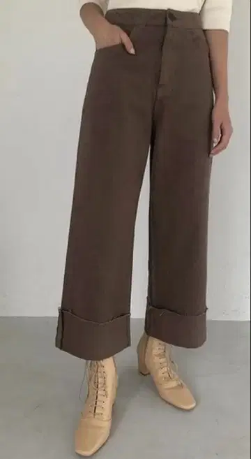 TODAYFUL 투데이풀 서지 와이드 헤임 팬츠 브라운 팬츠 38