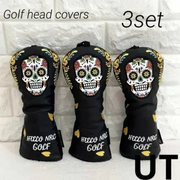 골프 헤드커버 클럽 유틸리티 블랙 3점 해골 스컬