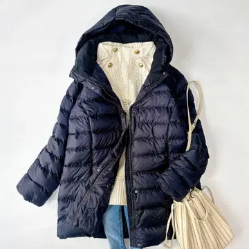 새상품급 인디비 2way 후디 다운 코트 15호 XL 네이비 롱