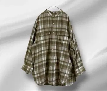 빅 사이즈! 23구 밴드 카라 체크 셔츠 사이즈 44