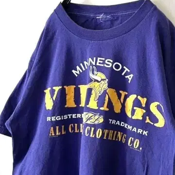 NFL 미네소타 바이킹스 로고 T셔츠 퍼플 보라색 구제 의류