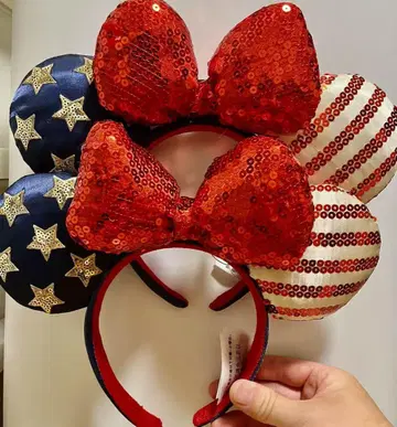 2개 세트 해외 디즈니 한정 뉴 아메리카나 국기 머리띠