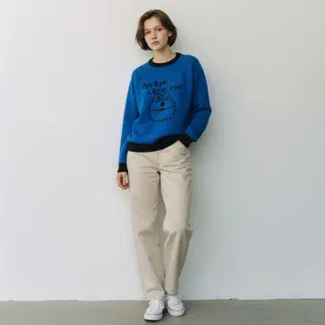 GU 퍼펫순순 콜라보 오버 사이즈 니트 풀오버 M 미개봉 새상품