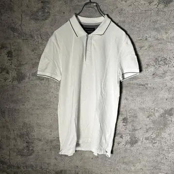 바나나리퍼블릭 남성용 피케 셔츠 화이트 히든 버튼 카라 부착 셔츠 골프