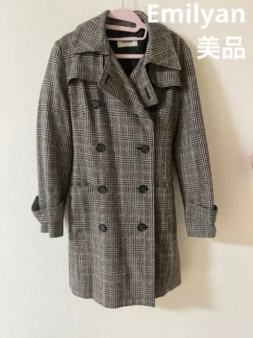 [ 새상품급 ] 체크 무늬 더블 브레스트 코트