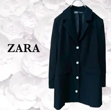 자라 [ ZARA ] 자켓 테일러드 [ M ] 블랙/블랙 펄 플리츠 무지