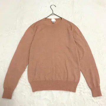 이탈리아제 캐시미어 니트/실크 스웨터 무지 크루넥 리브