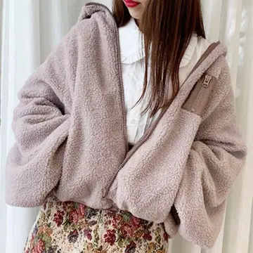 아프레 주르 보아 블루종 후드 부착 핑크