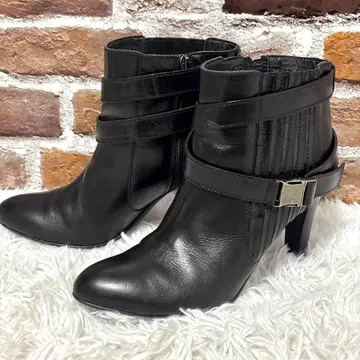 새상품급 긴자 카네마츠 아쿠아벨 숏부츠 25 블랙 사이드 지퍼