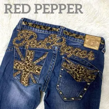 레어 레드페퍼 레오파드 무늬 y2k 인디고 25W 자수 표범 무늬