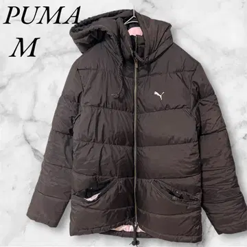 푸마 다운 자켓 페더 브랜드 로고 M 다크 브라운