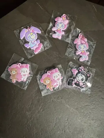 메조 피아노 아크릴 키링 6개 세트 핑크