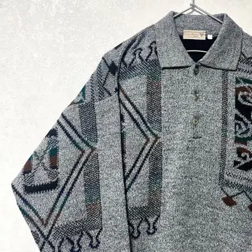 디자인 니트 올 패턴 빈티지 레트로 아트 그레이 스웨터 ITALY