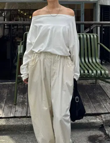 eongul 보트넥 롱 슬리브, 더블 포켓 나일론 팬츠