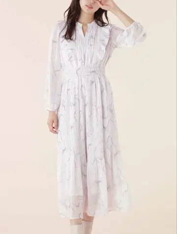 질 바이 질 스튜어트 리본 프린트 플리츠 원피스