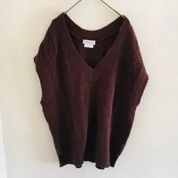 V넥 니트 베스트 [ CIAOPANIC TYPY ] 케이블 짜임 빅 루즈