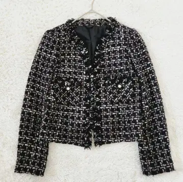 ANAYI 아나이 트위드 자켓 노카라 펄버튼 포멀