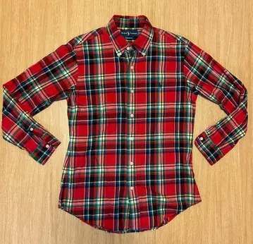 랄프 로렌 커스텀 핏 버튼 다운 체크 플란넬 셔츠 M 사이즈